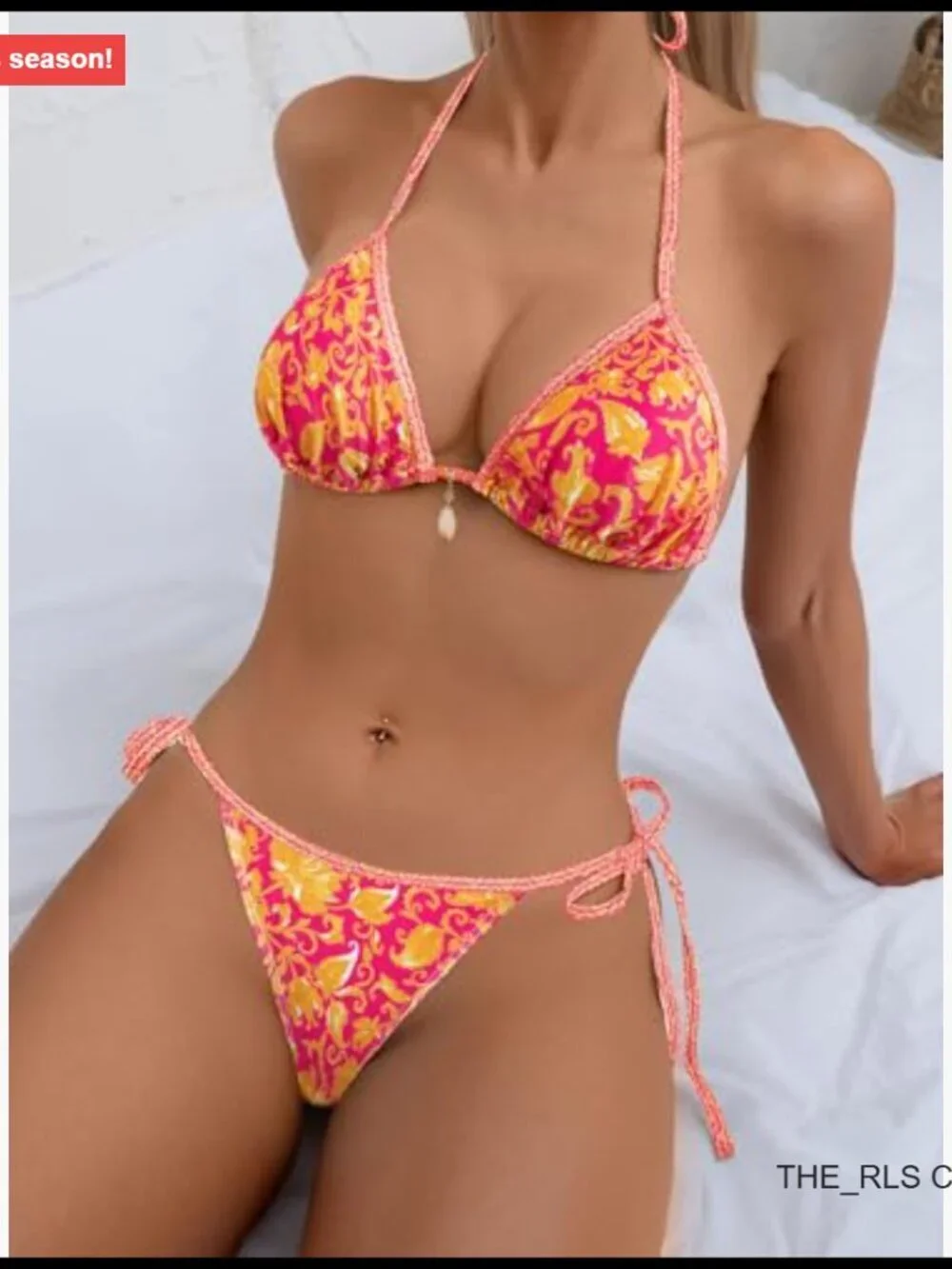 Sexy Halter Bikini Set Triangle Top String Swimwear Cheeky Bathing Suit